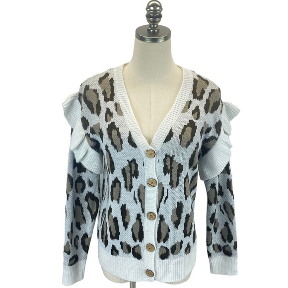 Chaser Leopard Print Ruffle Button Up Cardigan - Picture 9 of 9